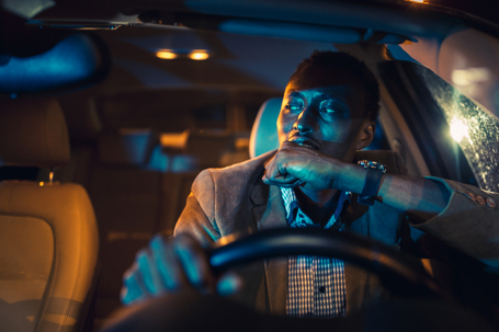 stressed driver at night