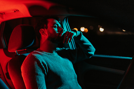stressed man in a car